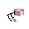 Klip Xtreme - USB-C cable - 24 pin USB-C - 4 pin USB Type A - 1 m - Rose gold - Retractable
