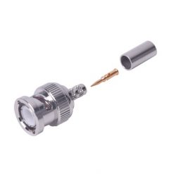 Conector BNC Macho de Anillo Plegable para cable LMR-195, RG-58/U, RG-142/U, Niquel/Oro/Delrin.