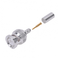 Conector BNC Macho de Anillo Plegable para Cable LMR-195, RG-58/U, RG-142/U, Plata/Oro/Teflón.