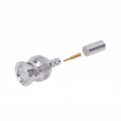 Conector BNC Macho de Anillo Plegable para Cable LMR-195, RG-58/U, RG-142, Niquel/Oro/Teflón.