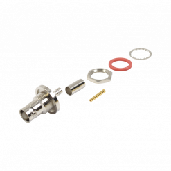 Conector BNC Hembra Hermético de montaje posterior en D Plano, anillo plegable para RG-142/U.