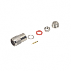 Conector N Macho de Rosca para RG-213/U (8267), RG-214 (8268), RG-8/U (8237), Niquel/ Oro/ Teflón.