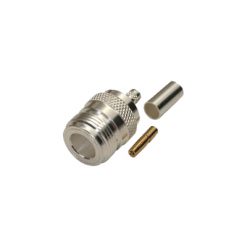 Conector N Hembra, de Anillo Plegable para Cables LMR-240, RG-8/X, 9258, Niquel/Oro/Teflón.