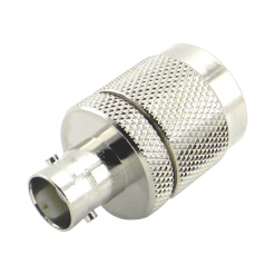 Adaptador en Línea de Conector N Macho a BNC Hembra, Plata/ Oro/ Teflón.