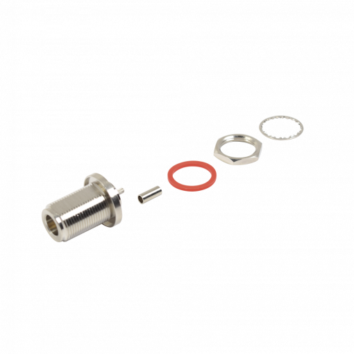 Conector N Hembra de Montaje Trasero/Panel (Chasis) de Anillo Plegable para ensamblar (0.130") en