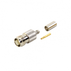 Conector TNC Hembra de Anillo Plegable para Cables RG-58/U, RG-142/U, Niquel /Oro /Delrin.