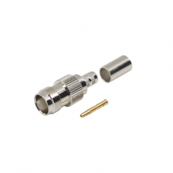 Conector TNC Hembra de Anillo Plegable para Cables RG-8/X, LMR-240, Grupo X, Níquel/ Oro/ Delrin.