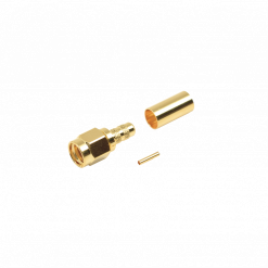 Conector SMA Macho Inverso de anillo plegable para cable RG-142/U, Oro/Oro/Teflon.