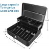 Caja de dinero de acero de 11.8 pulgadas de largo x 9.5 pulgadas de ancho Caja de efectivo con bandeja de dinero negro WOT I