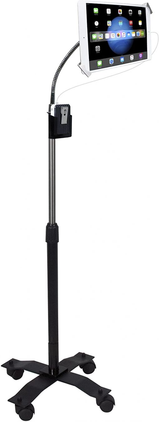 Soporte de pie para Tablet, con cuello de cisne y altura ajustable, Negro