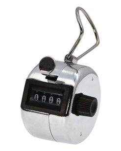 Contador de mano de metal de 4 dígitos, contador de palmas mecánico con número de anillo