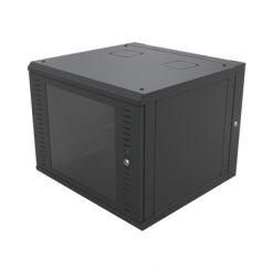 Gabinete Abatible de Pared (Con Marco Trasero) con Rack 19" de 12 Unidades. Ventana de Cristal