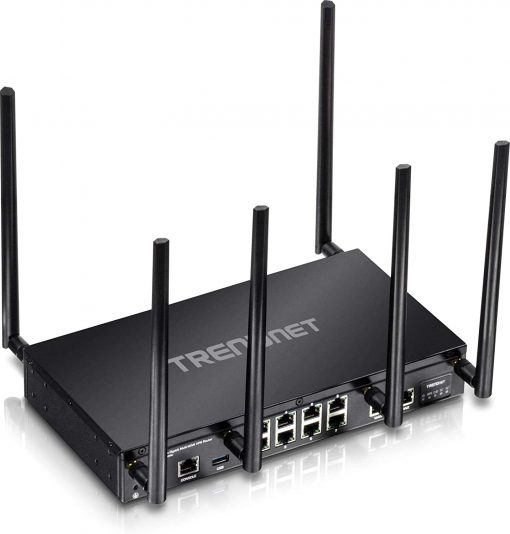 TRENDnet AC3000 - Enrutador inalámbrico de tres bandas Gigabit Dual-WAN VPN SMB, MU-MIMO, Wave 2, router de Internet, WiFi para toda la oficina y el hogar, pr-cifrado inalámbrico, QoS, enrutamiento inter-VLAN, negro, TEW-829DRU