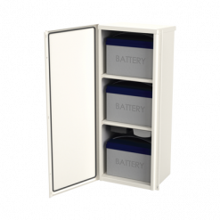 Gabinete Acero Galv. para 3 Bat. PL110D12. Puerta Sin Ventilación. Acc. de piso o poste No