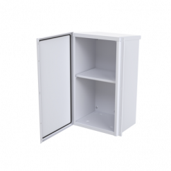 Gabinete Acero Galv. para 2 Baterías PL110D12  (400 x 730 x 300mm). Puerta Sin Ventilación. Acc.