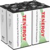 Tenergy Baterías recargables NIMH de 9 V, batería cuadrada de baja autodescarga de 200 mAh para alarma de humo/detector, paquete de 4