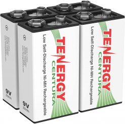 Tenergy Baterías recargables NIMH de 9 V, batería cuadrada de baja autodescarga de 200 mAh para alarma de humo/detector, paquete de 4