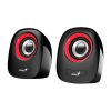Genius SP-Q160 - Bocinas Estéreo, 6 W, Control de Volumen, Conector 3.5mm, Negro/Rojo
