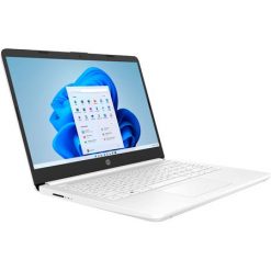 Ordenador portátil HP 14-dq0032dx de 14" HD, Intel Celeron N4020 1,1 GHz, 4 GB de RAM, memoria flash eMMC de 64 GB, modo Windows 11 Home S, blanco copo de nieve