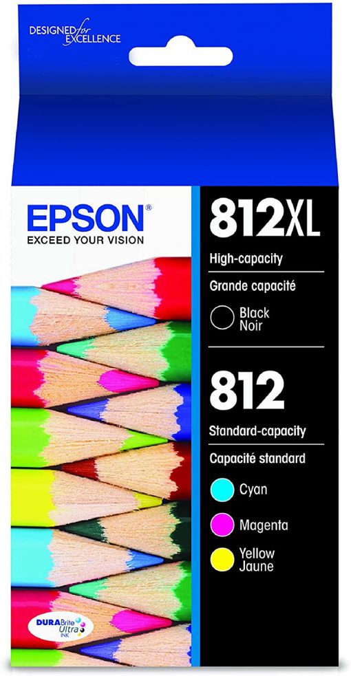 EPSON T812 DURABrite Ultra Ink - Paquete combinado de cartuchos de color negro y estándar (T812XL-BCS) para impresoras Epson WorkForce Pro seleccionadas - Imagen 2