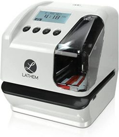 Lathem LT5000 - Sello electrónico multilínea para documentos, fecha y numeración, se puede montar en la pared (tornillos incluidos) (LT5000)