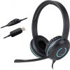 Cyber Acoustics Auriculares USB estéreo, controles en línea para silencio de volumen y micrófono, micrófono con cancelación de ruido y brazo de micrófono ajustable para PC y Mac, perfecto para aula, hogar u oficina (AC-5008A)