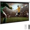 YODOLLA Pantalla de proyección motorizada de 100 pulgadas, pantalla de proyección eléctrica 16:9 4K 3D HD, pantalla de proyección blanca montada en pared/techo con dos mandos a distancia para uso interior y exterior