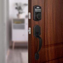 Revolo Cerradura de puerta de entrada sin llave, entrada con llave, cerradura automática, cerradura de puerta con asa, juegos de manijas de puerta delantera, contraseña antimirar