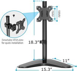 MOUNTUP Soporte de escritorio para monitor VESA independiente compatible con pantalla de computadora de 13 a 32 pulgadas con altura ajustable, giratoria, inclinación, rotación, VESA 75 x 75 100 x 100 MU0023