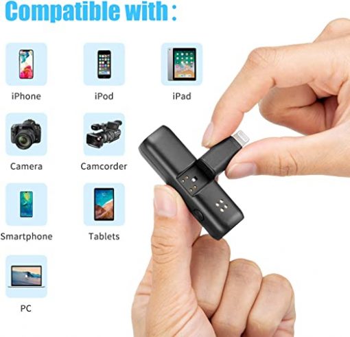 BOYA by-WM3 Micrófono Plug & Play para iPhone, Mini 2.4G Micrófono inalámbrico para cámara DSLR iOS iPhone Podcast Facebook YouTube Vlog Entrevista Video - con adaptador Lightning TRS TRRS Funda de carga - Imagen 2