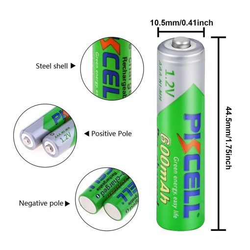 AAA NiMh Baterías Recargables 1.2V 600mAh Batería de Autodescarga baja 4pcs - Imagen 2