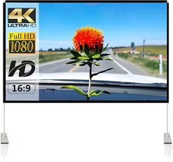 Pantalla de proyector con soporte de 120 pulgadas, pantalla de proyección portátil de 16:9 4K HD