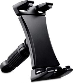 JUBOR Soporte portátil para tableta de bicicleta, soporte para tableta de teléfono de bicicleta para gimnasio interior, caminadora, giratoria, bicicleta estática para iPad, iPad Pro, iPad Mini, 2, 3, iPad Air, iPhone Smartphone
