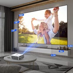 Mini proyector con pantalla de 100 pulgadas, proyector portátil Native 720P 1080P compatible con proyector de película para exteriores 7500Lux, compatible con HDMI, VGA, USB, TF AV para el hogar