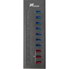 Concentrador de 10 puertos USB 3.0 con 3 puertos duales de carga/datos