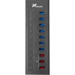 Concentrador de 10 puertos USB 3.0 con 3 puertos duales de carga/datos