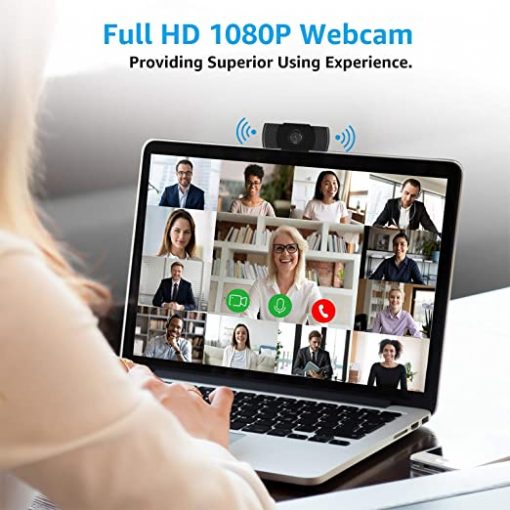 Cámara web con micrófono, Ehome 1080P USB 2.0 con cancelación de ruido Cámara web Plug and Play Giratoria portátil Web Cam para PC de sobremesa Videollamadas en línea Clase Conferencias de grabación en streaming Juegos - Imagen 2