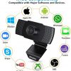 Cámara web con micrófono, Ehome 1080P USB 2.0 con cancelación de ruido Cámara web Plug and Play Giratoria portátil Web Cam para PC de sobremesa Videollamadas en línea Clase Conferencias de grabación en streaming Juegos