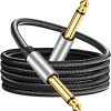Cable de instrumento de 0.250 in, 3 pies, color plateado, de alta calidad, 0.250 in, cable TS de 1/4 pulgadas