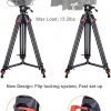 Trípode de video profesional resistente de aluminio de 72 pulgadas con cabezal de líquido de 360 grados para cámaras de videocámara Canon Nikon DSLR