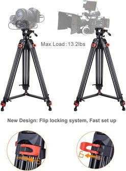 Trípode de video profesional resistente de aluminio de 72 pulgadas con cabezal de líquido de 360 grados para cámaras de videocámara Canon Nikon DSLR