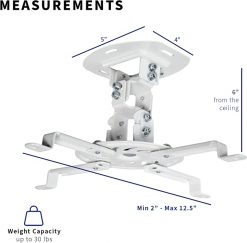 Brazos extensible para montura de proyector de techo extensible, ajustable y universal, de VIVO, Blanco