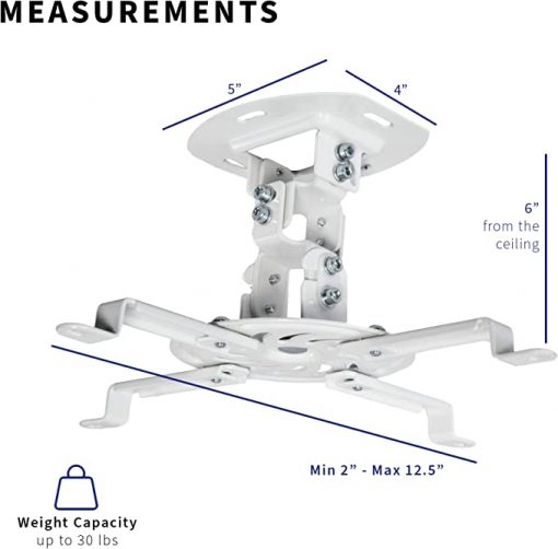 Brazos extensible para montura de proyector de techo extensible, ajustable y universal, de VIVO, Blanco