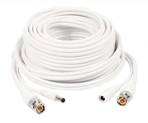 Cable BNC con Poder de 10M HD para Cámaras CCTV (Cable Armado) Color Blanco