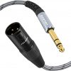 JOLGOO - Cable macho TRS a XLR de 1/4 pulgada, enchufe TRS equilibrado de 0.250 in a macho XLR de 3 pines, cable de micrófono TRS macho a XLR macho, 3.3 pies