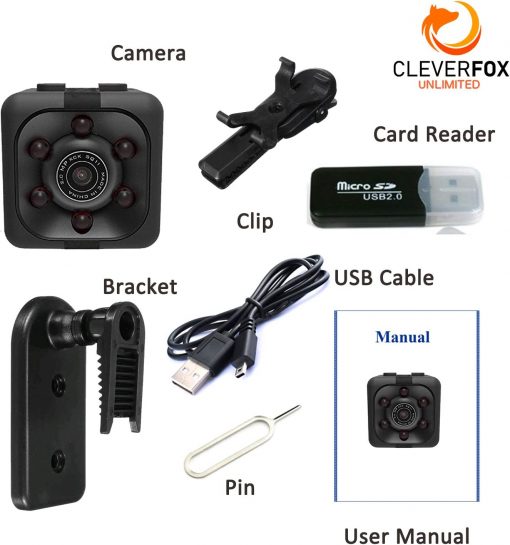 Mini cámara espía con audio y video - Cámara oculta 1080P - Cámara portátil pequeña HD niñera - Mini cámaras espías con visión nocturna y detección de movimiento, cámaras de seguridad pequeñas para interiores y exteriores para oficina en casa - Imagen 3