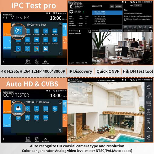 Rsrteng X9-MOVTADHS Características completas 4K CCTV Cámara Probador de 8 pulgadas IPS - Imagen 3