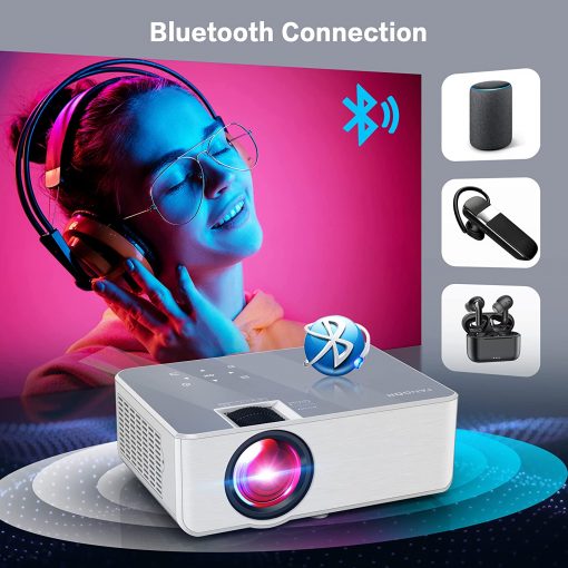 Proyector HD de 1080P, proyector WiFi, proyector Bluetooth, proyector de película portátil de 230 pulgadas con trípode, proyector de video de cine en casa compatible con HDMI, VGA, USB, laptop, iOS y teléfono inteligente Android - Imagen 3
