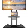 Carrito de TV móvil para televisores planos/curvados LED/LCD/OLED de 32 a 75 pulgadas con estante ajustable en altura máximo VESA 23.622 x 15.748 in hasta 100 libras, carrito de TV para exteriores con certificación UL con ruedas - PGTVMC05