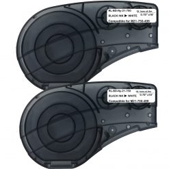 SIKOT Cinta de etiquetas compatible de repuesto para cartucho M21-750-499 con cinta de etiquetas de nailon de 3/4 pulgadas, película de tela de nailon negro sobre blanco, 16 pies de longitud 0.75 pulgadas de ancho, paquete de 2